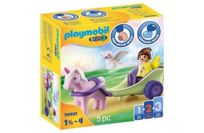 Playmobil 70401 1.2.3 Unicorn Carriage with Fairy Figures FFPB4952 - Clearance Sale