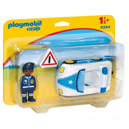 Playmobil 9384 1.2.3 Police Car with Trailer Hitch FFPB4977 - Clearance Sale