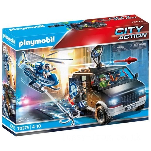 Playmobil 70575 City Action Police Helicopter Pursuit with Runaway Van FFPB4991 - Clearance Sale