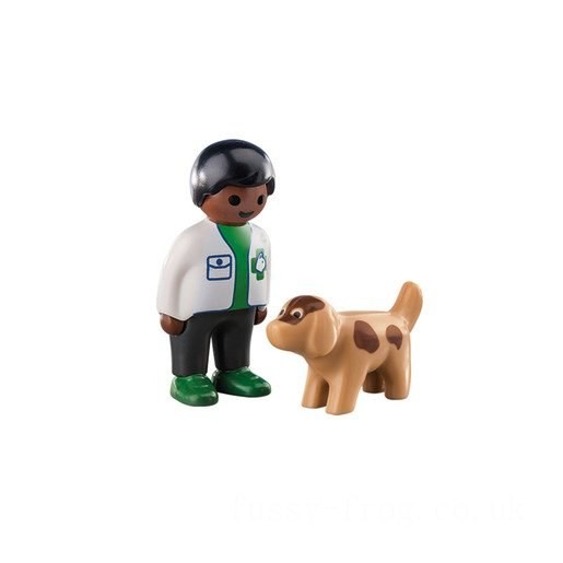 Playmobil 70407 1.2.3 Vet with Dog Figures FFPB5047 - Clearance Sale
