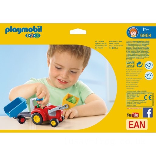 Playmobil 6964 1.2.3 Tractor with Trailer FFPB5058 - Clearance Sale