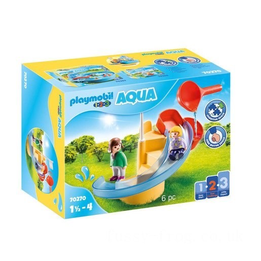 Playmobil 70270 1.2.3 Aqua Water Slide Playset FFPB5099 - Clearance Sale
