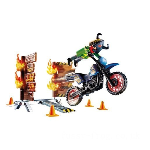 Playmobil 70553 Stunt Show Motocross with Fiery Wall FFPB5104 - Clearance Sale