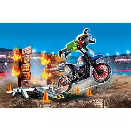 Playmobil 70553 Stunt Show Motocross with Fiery Wall FFPB5104 - Clearance Sale