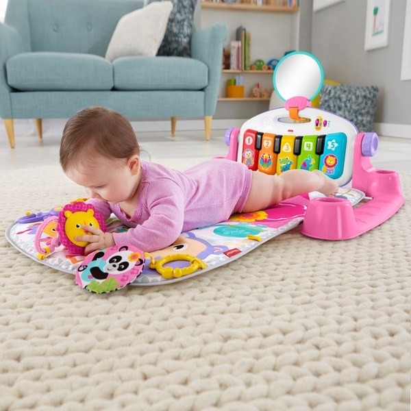Fisher-Price Piano Baby Play Mat and Play Gym Pink FFFF4959 - Sale Clearance